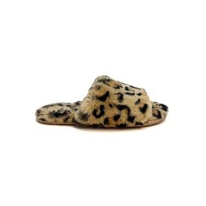 Anthropologie | Fuzzy Leopard Print Slippers Size M (8-9)